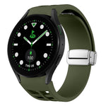 Bracelet de montre en silicone avec boucle pliante magnétique argentée Richard, pour Samsung Galaxy Watch FE 40mm, pour Samsung Galaxy Watch 5 Pro Golf Edition, pour Samsung Galaxy Watch 5 Golf Edition