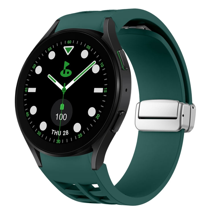 Bracelet de montre en silicone avec boucle pliante magnétique argentée Richard, pour Samsung Galaxy Watch FE 40mm, pour Samsung Galaxy Watch 5 Pro Golf Edition, pour Samsung Galaxy Watch 5 Golf Edition