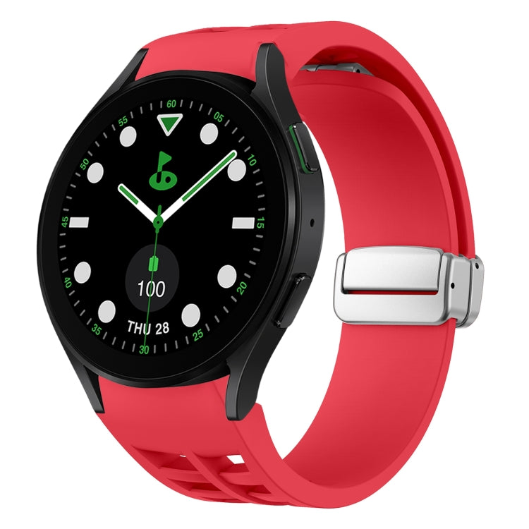 Bracelet de montre en silicone avec boucle pliante magnétique argentée Richard, pour Samsung Galaxy Watch FE 40mm, pour Samsung Galaxy Watch 5 Pro Golf Edition, pour Samsung Galaxy Watch 5 Golf Edition