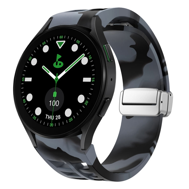 Bracelet de montre en silicone avec boucle pliante magnétique argentée Richard, pour Samsung Galaxy Watch FE 40mm, pour Samsung Galaxy Watch 5 Pro Golf Edition, pour Samsung Galaxy Watch 5 Golf Edition