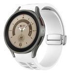 Bracelet de montre en silicone avec boucle pliante magnétique argentée Richard, pour Samsung Galaxy Watch 5 Pro 45mm, pour Samsung Galaxy Watch 7 40 / 44mm, pour Samsung Galaxy Watch 6 Classic 43 / 47mm