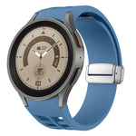Bracelet de montre en silicone avec boucle pliante magnétique argentée Richard, pour Samsung Galaxy Watch 5 Pro 45mm, pour Samsung Galaxy Watch 7 40 / 44mm, pour Samsung Galaxy Watch 6 Classic 43 / 47mm