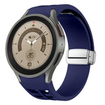 Bracelet de montre en silicone avec boucle pliante magnétique argentée Richard, pour Samsung Galaxy Watch 5 Pro 45mm, pour Samsung Galaxy Watch 7 40 / 44mm, pour Samsung Galaxy Watch 6 Classic 43 / 47mm
