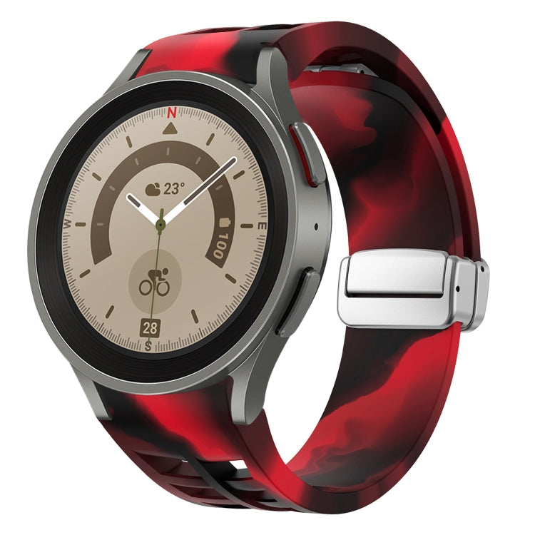 Bracelet de montre en silicone avec boucle pliante magnétique argentée Richard, pour Samsung Galaxy Watch 5 Pro 45mm, pour Samsung Galaxy Watch 7 40 / 44mm, pour Samsung Galaxy Watch 6 Classic 43 / 47mm