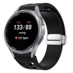Bracelet de montre en silicone avec boucle pliante magnétique argentée Richard, pour Samsung Galaxy Watch 5 Pro 45mm, pour Samsung Galaxy Watch 7 40 / 44mm, pour Samsung Galaxy Watch 6 Classic 43 / 47mm