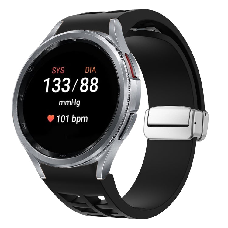 Bracelet de montre en silicone avec boucle pliante magnétique argentée Richard, pour Samsung Galaxy Watch 5 Pro 45mm, pour Samsung Galaxy Watch 7 40 / 44mm, pour Samsung Galaxy Watch 6 Classic 43 / 47mm