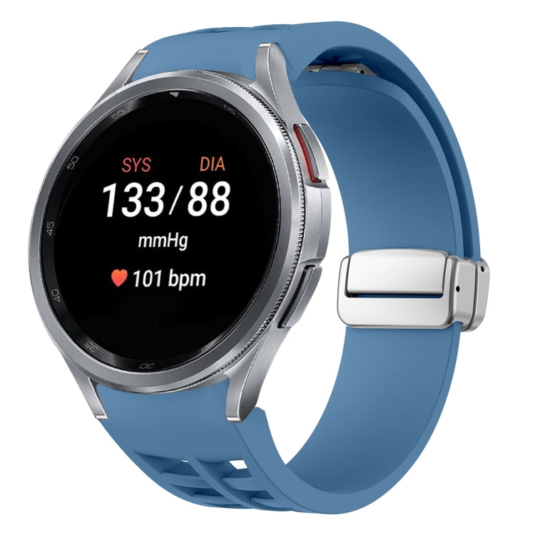 Bracelet de montre en silicone avec boucle pliante magnétique argentée Richard, pour Samsung Galaxy Watch 5 Pro 45mm, pour Samsung Galaxy Watch 7 40 / 44mm, pour Samsung Galaxy Watch 6 Classic 43 / 47mm