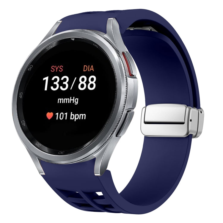 Bracelet de montre en silicone avec boucle pliante magnétique argentée Richard, pour Samsung Galaxy Watch 5 Pro 45mm, pour Samsung Galaxy Watch 7 40 / 44mm, pour Samsung Galaxy Watch 6 Classic 43 / 47mm