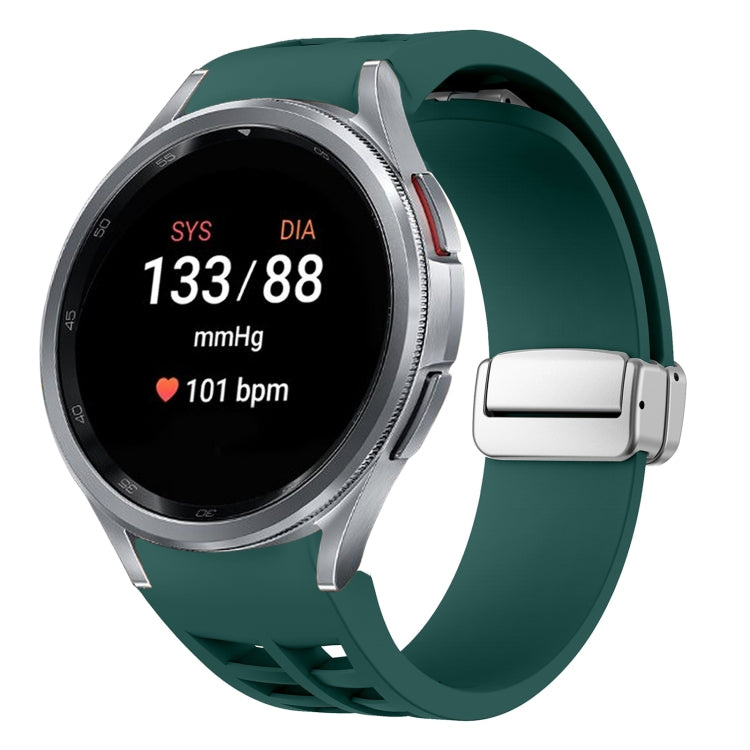 Bracelet de montre en silicone avec boucle pliante magnétique argentée Richard, pour Samsung Galaxy Watch 5 Pro 45mm, pour Samsung Galaxy Watch 7 40 / 44mm, pour Samsung Galaxy Watch 6 Classic 43 / 47mm