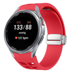 Bracelet de montre en silicone avec boucle pliante magnétique argentée Richard, pour Samsung Galaxy Watch 5 Pro 45mm, pour Samsung Galaxy Watch 7 40 / 44mm, pour Samsung Galaxy Watch 6 Classic 43 / 47mm