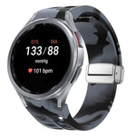 Bracelet de montre en silicone avec boucle pliante magnétique argentée Richard, pour Samsung Galaxy Watch 5 Pro 45mm, pour Samsung Galaxy Watch 7 40 / 44mm, pour Samsung Galaxy Watch 6 Classic 43 / 47mm