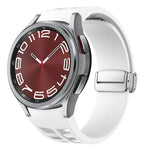 Bracelet de montre en silicone avec boucle pliante magnétique argentée Richard, pour Samsung Galaxy Watch 5 Pro 45mm, pour Samsung Galaxy Watch 7 40 / 44mm, pour Samsung Galaxy Watch 6 Classic 43 / 47mm