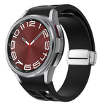 Bracelet de montre en silicone avec boucle pliante magnétique argentée Richard, pour Samsung Galaxy Watch 5 Pro 45mm, pour Samsung Galaxy Watch 7 40 / 44mm, pour Samsung Galaxy Watch 6 Classic 43 / 47mm
