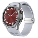 Bracelet de montre en silicone avec boucle pliante magnétique argentée Richard, pour Samsung Galaxy Watch 5 Pro 45mm, pour Samsung Galaxy Watch 7 40 / 44mm, pour Samsung Galaxy Watch 6 Classic 43 / 47mm