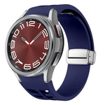 Bracelet de montre en silicone avec boucle pliante magnétique argentée Richard, pour Samsung Galaxy Watch 5 Pro 45mm, pour Samsung Galaxy Watch 7 40 / 44mm, pour Samsung Galaxy Watch 6 Classic 43 / 47mm