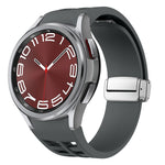 Bracelet de montre en silicone avec boucle pliante magnétique argentée Richard, pour Samsung Galaxy Watch 5 Pro 45mm, pour Samsung Galaxy Watch 7 40 / 44mm, pour Samsung Galaxy Watch 6 Classic 43 / 47mm