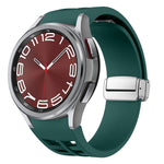 Bracelet de montre en silicone avec boucle pliante magnétique argentée Richard, pour Samsung Galaxy Watch 5 Pro 45mm, pour Samsung Galaxy Watch 7 40 / 44mm, pour Samsung Galaxy Watch 6 Classic 43 / 47mm