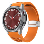 Bracelet de montre en silicone avec boucle pliante magnétique argentée Richard, pour Samsung Galaxy Watch 5 Pro 45mm, pour Samsung Galaxy Watch 7 40 / 44mm, pour Samsung Galaxy Watch 6 Classic 43 / 47mm