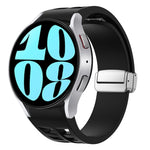 Bracelet de montre en silicone avec boucle pliante magnétique argentée Richard, pour Samsung Galaxy Watch 6 40 / 44mm, pour Samsung Galaxy Watch 5 40 / 44mm, pour Samsung Galaxy Watch 4 40 / 44mm