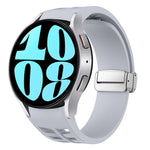 Bracelet de montre en silicone avec boucle pliante magnétique argentée Richard, pour Samsung Galaxy Watch 6 40 / 44mm, pour Samsung Galaxy Watch 5 40 / 44mm, pour Samsung Galaxy Watch 4 40 / 44mm