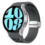 Bracelet de montre en silicone avec boucle pliante magnétique argentée Richard, pour Samsung Galaxy Watch 6 40 / 44mm, pour Samsung Galaxy Watch 5 40 / 44mm, pour Samsung Galaxy Watch 4 40 / 44mm