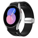 Bracelet de montre en silicone avec boucle pliante magnétique argentée Richard, pour Samsung Galaxy Watch 6 40 / 44mm, pour Samsung Galaxy Watch 5 40 / 44mm, pour Samsung Galaxy Watch 4 40 / 44mm