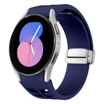 Bracelet de montre en silicone avec boucle pliante magnétique argentée Richard, pour Samsung Galaxy Watch 6 40 / 44mm, pour Samsung Galaxy Watch 5 40 / 44mm, pour Samsung Galaxy Watch 4 40 / 44mm