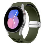 Bracelet de montre en silicone avec boucle pliante magnétique argentée Richard, pour Samsung Galaxy Watch 6 40 / 44mm, pour Samsung Galaxy Watch 5 40 / 44mm, pour Samsung Galaxy Watch 4 40 / 44mm