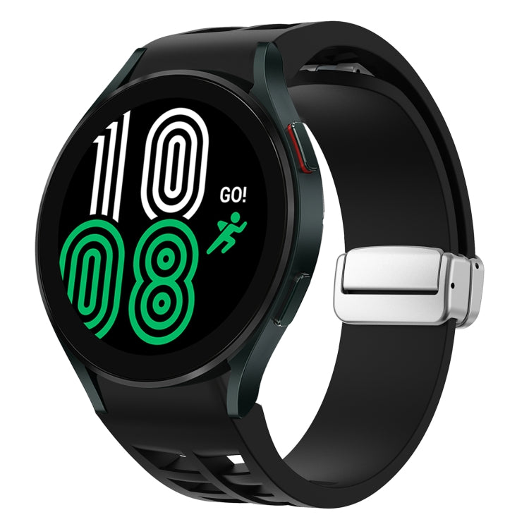 Bracelet de montre en silicone avec boucle pliante magnétique argentée Richard, pour Samsung Galaxy Watch 6 40 / 44mm, pour Samsung Galaxy Watch 5 40 / 44mm, pour Samsung Galaxy Watch 4 40 / 44mm