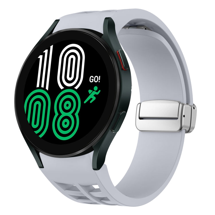 Bracelet de montre en silicone avec boucle pliante magnétique argentée Richard, pour Samsung Galaxy Watch 6 40 / 44mm, pour Samsung Galaxy Watch 5 40 / 44mm, pour Samsung Galaxy Watch 4 40 / 44mm