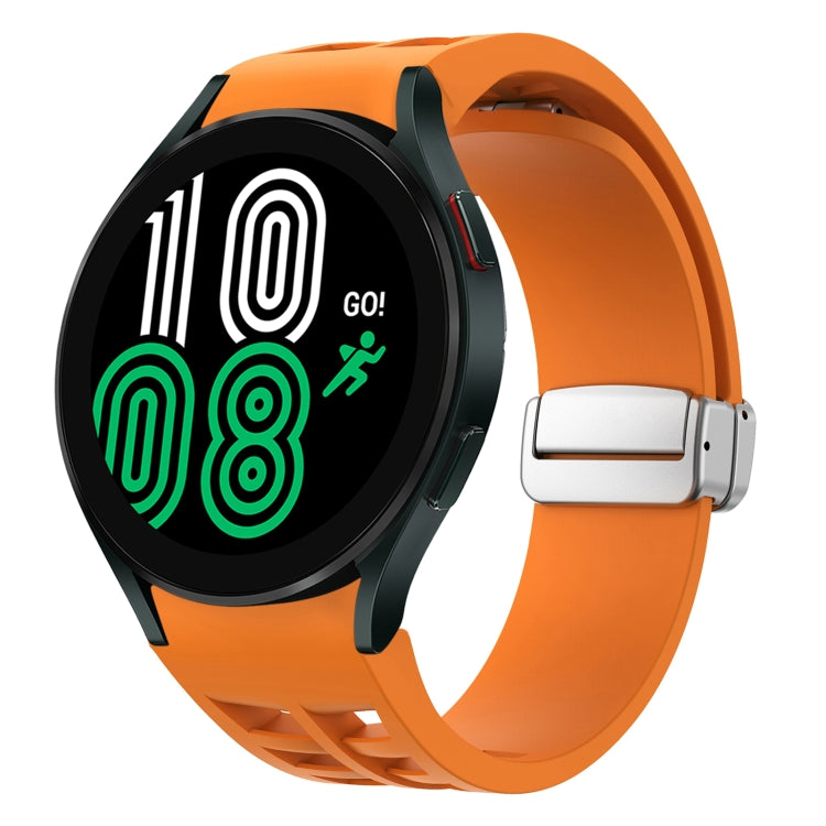 Bracelet de montre en silicone avec boucle pliante magnétique argentée Richard, pour Samsung Galaxy Watch 6 40 / 44mm, pour Samsung Galaxy Watch 5 40 / 44mm, pour Samsung Galaxy Watch 4 40 / 44mm