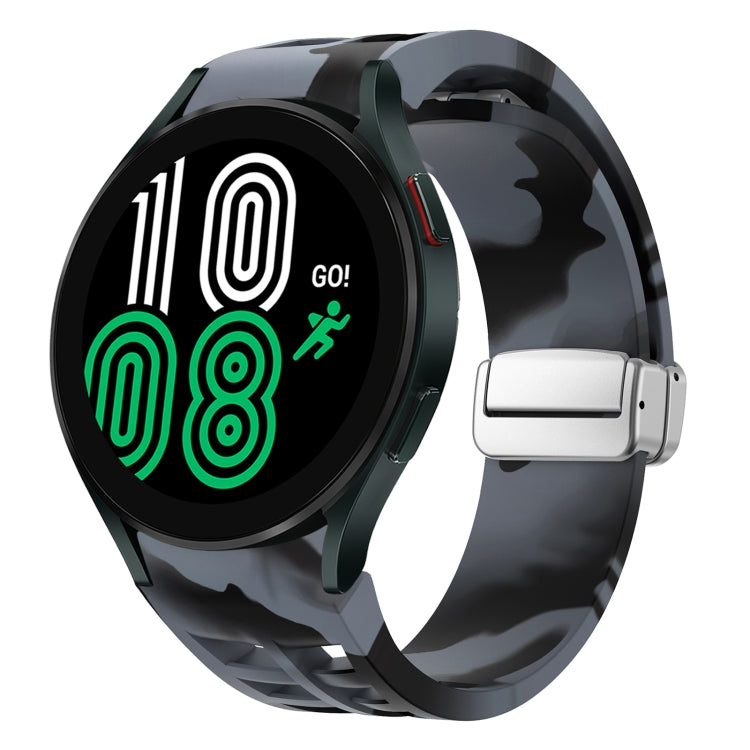 Bracelet de montre en silicone avec boucle pliante magnétique argentée Richard, pour Samsung Galaxy Watch 6 40 / 44mm, pour Samsung Galaxy Watch 5 40 / 44mm, pour Samsung Galaxy Watch 4 40 / 44mm