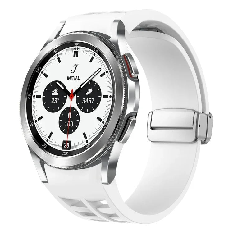 Bracelet de Montre en Silicone Richard Magnetic à Boucle Argentée Pliable, Pour Samsung Galaxy Watch 4 Classic 42 / 46mm
