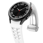 Bracelet de Montre en Silicone Richard Magnetic à Boucle Argentée Pliable, Pour Samsung Galaxy Watch 4 Classic 42 / 46mm