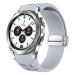 Bracelet de Montre en Silicone Richard Magnetic à Boucle Argentée Pliable, Pour Samsung Galaxy Watch 4 Classic 42 / 46mm