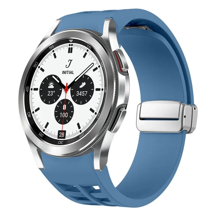 Bracelet de Montre en Silicone Richard Magnetic à Boucle Argentée Pliable, Pour Samsung Galaxy Watch 4 Classic 42 / 46mm