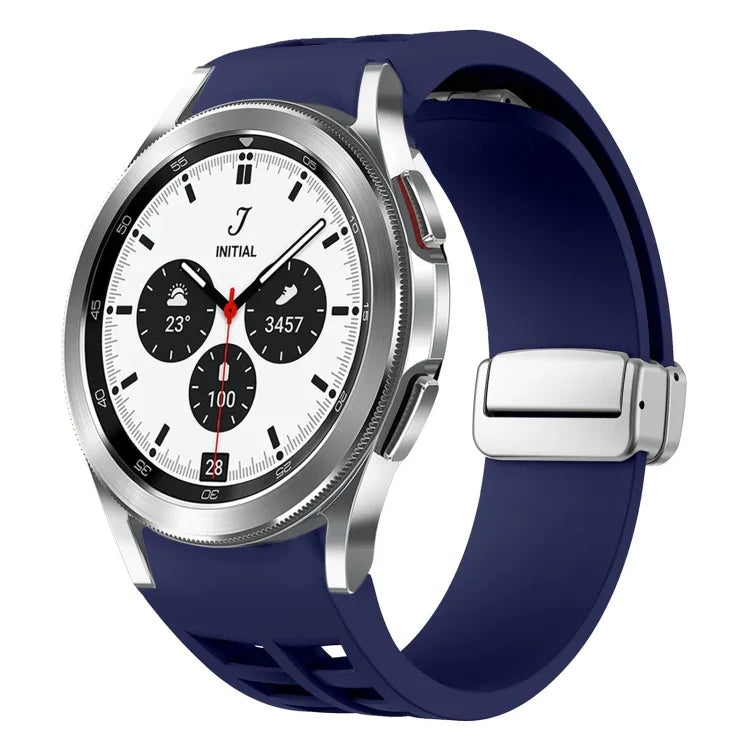 Bracelet de Montre en Silicone Richard Magnetic à Boucle Argentée Pliable, Pour Samsung Galaxy Watch 4 Classic 42 / 46mm