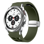 Bracelet de Montre en Silicone Richard Magnetic à Boucle Argentée Pliable, Pour Samsung Galaxy Watch 4 Classic 42 / 46mm