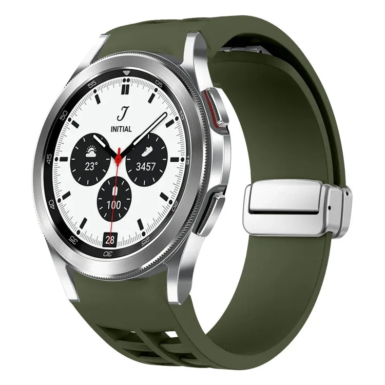 Bracelet de Montre en Silicone Richard Magnetic à Boucle Argentée Pliable, Pour Samsung Galaxy Watch 4 Classic 42 / 46mm