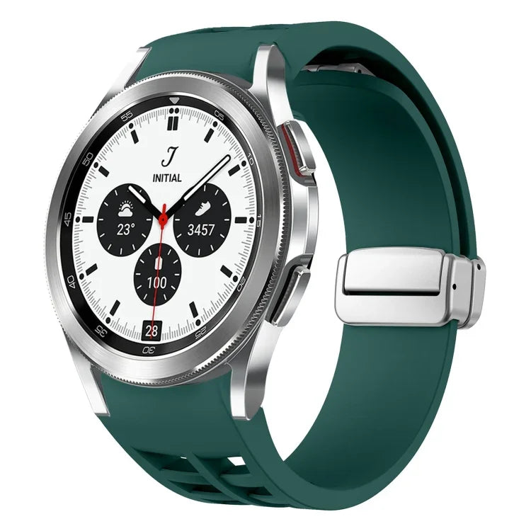 Bracelet de Montre en Silicone Richard Magnetic à Boucle Argentée Pliable, Pour Samsung Galaxy Watch 4 Classic 42 / 46mm