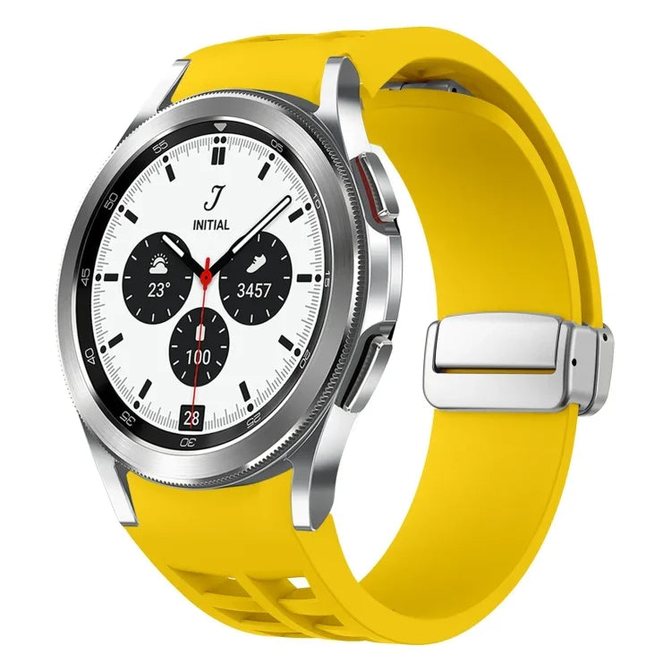 Bracelet de Montre en Silicone Richard Magnetic à Boucle Argentée Pliable, Pour Samsung Galaxy Watch 4 Classic 42 / 46mm