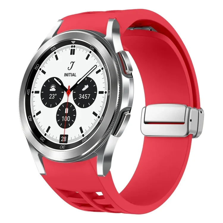 Bracelet de Montre en Silicone Richard Magnetic à Boucle Argentée Pliable, Pour Samsung Galaxy Watch 4 Classic 42 / 46mm