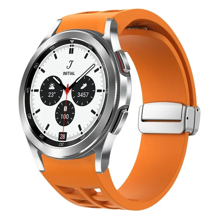 Bracelet de Montre en Silicone Richard Magnetic à Boucle Argentée Pliable, Pour Samsung Galaxy Watch 4 Classic 42 / 46mm