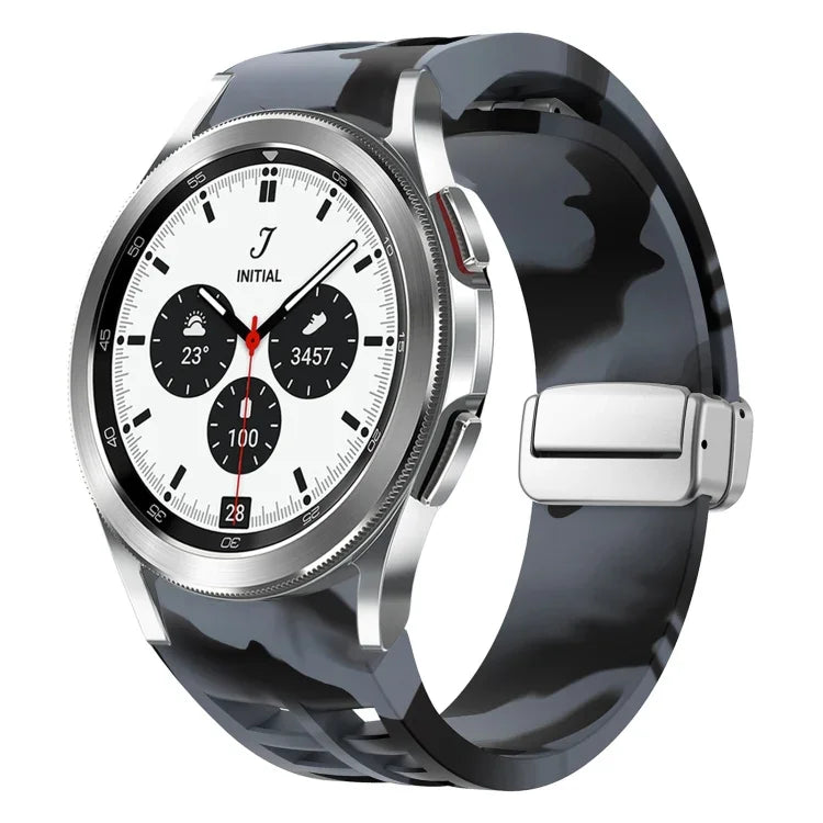 Bracelet de Montre en Silicone Richard Magnetic à Boucle Argentée Pliable, Pour Samsung Galaxy Watch 4 Classic 42 / 46mm