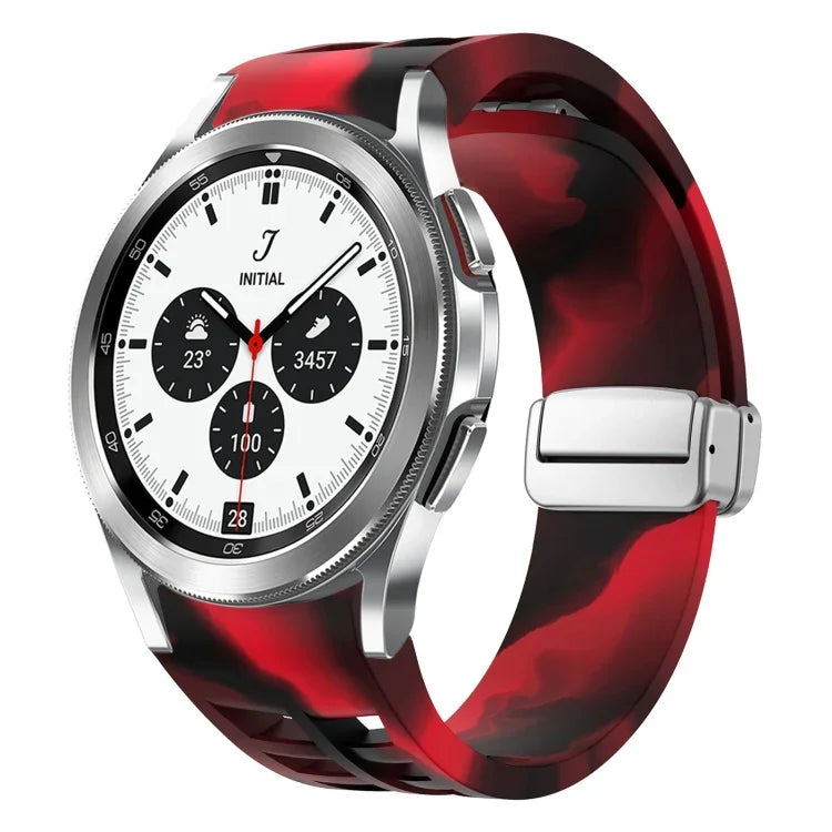 Bracelet de Montre en Silicone Richard Magnetic à Boucle Argentée Pliable, Pour Samsung Galaxy Watch 4 Classic 42 / 46mm