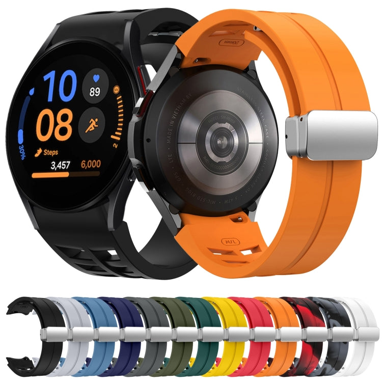 Bracelet de montre en silicone avec boucle pliante magnétique argentée Richard, pour Samsung Galaxy Watch 5 Pro 45mm, pour Samsung Galaxy Watch 7 40 / 44mm, pour Samsung Galaxy Watch 6 Classic 43 / 47mm