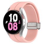 Magnetic Folding Silver Buckle Silicone Watch Band, For Samsung Galaxy Watch FE 40mm, For Samsung Galaxy Watch7 40 / 44mm