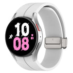 Magnetic Folding Silver Buckle Silicone Watch Band, For Samsung Galaxy Watch FE 40mm, For Samsung Galaxy Watch7 40 / 44mm