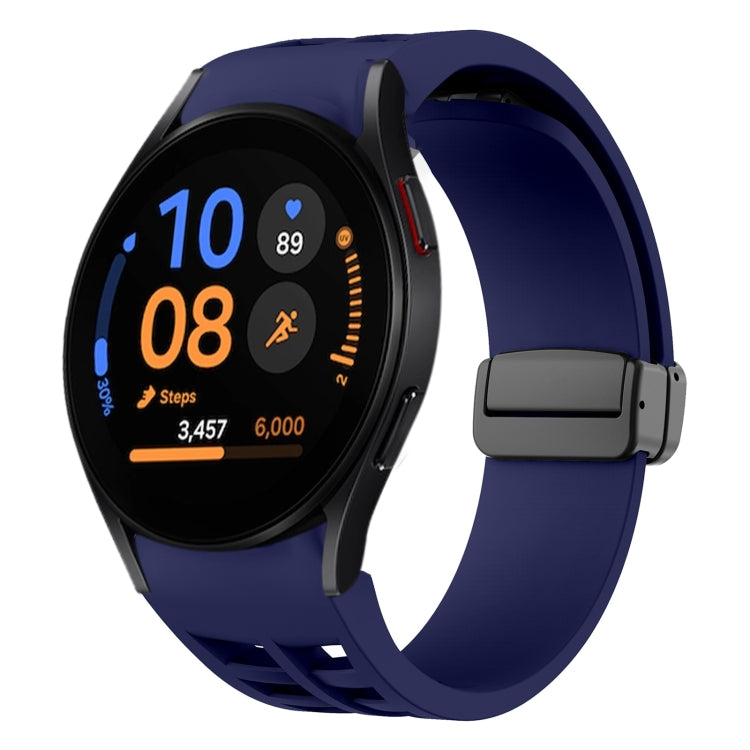 Bracelet de montre en silicone avec boucle noire magnétique pliante Richard, pour Samsung Galaxy Watch FE 40mm, pour Samsung Galaxy Watch 7 40 / 44mm, pour Samsung Galaxy Watch 6 Classic 43 / 47mm