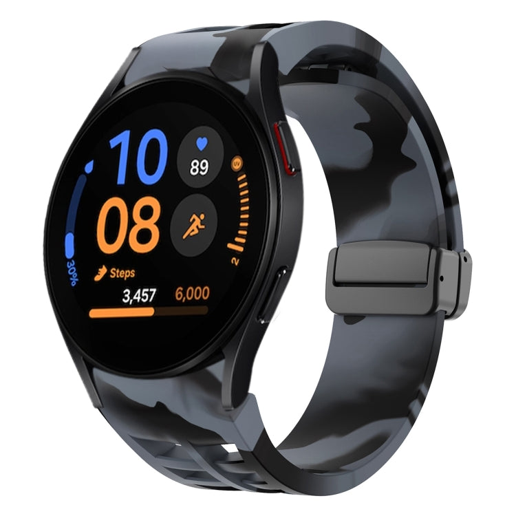 Bracelet de montre en silicone avec boucle noire magnétique pliante Richard, pour Samsung Galaxy Watch FE 40mm, pour Samsung Galaxy Watch 7 40 / 44mm, pour Samsung Galaxy Watch 6 Classic 43 / 47mm